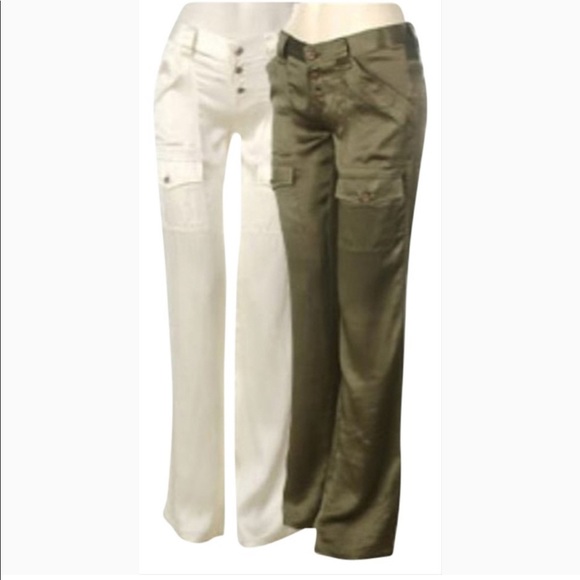 ANTHRO JOIE Silk So Real Army Cargo Utility Pants - Picture 2 of 9